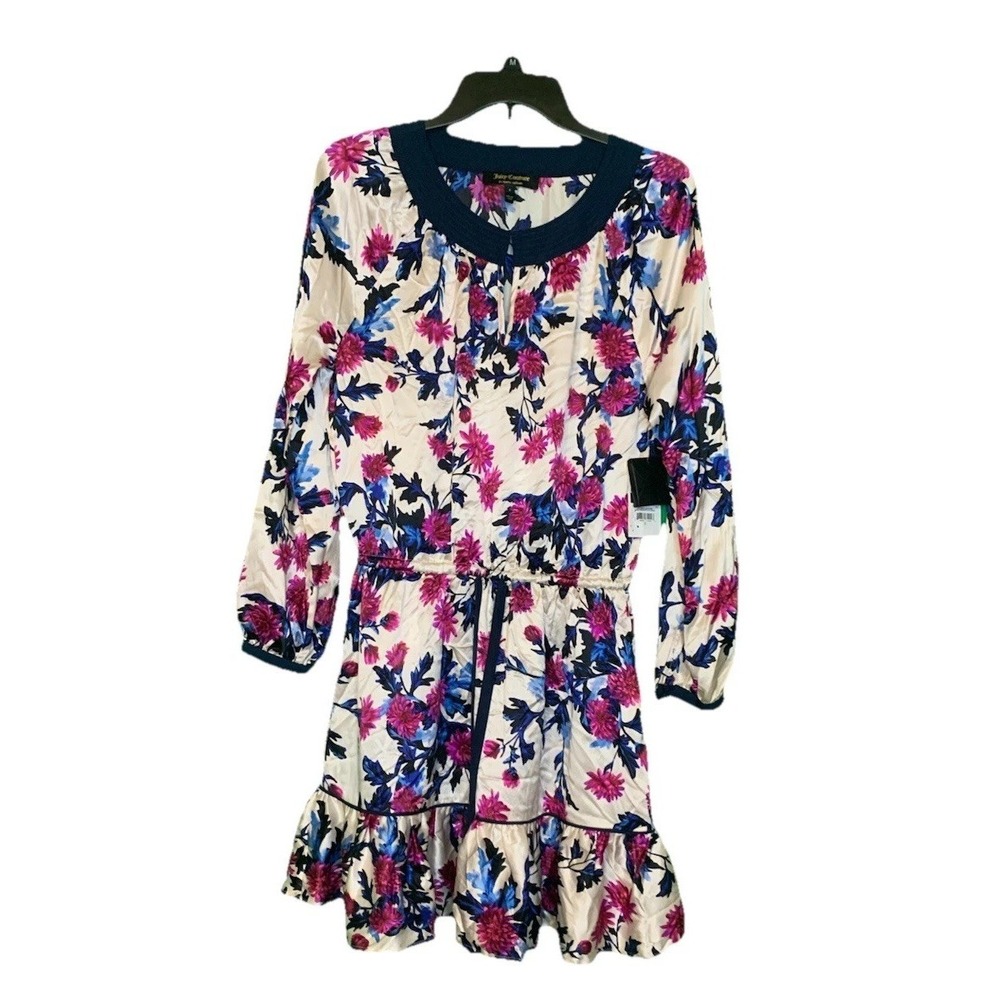 Juicy Couture Dress Multicolor Silk Mid-length Size S NWT Black Tag Y2K Floral